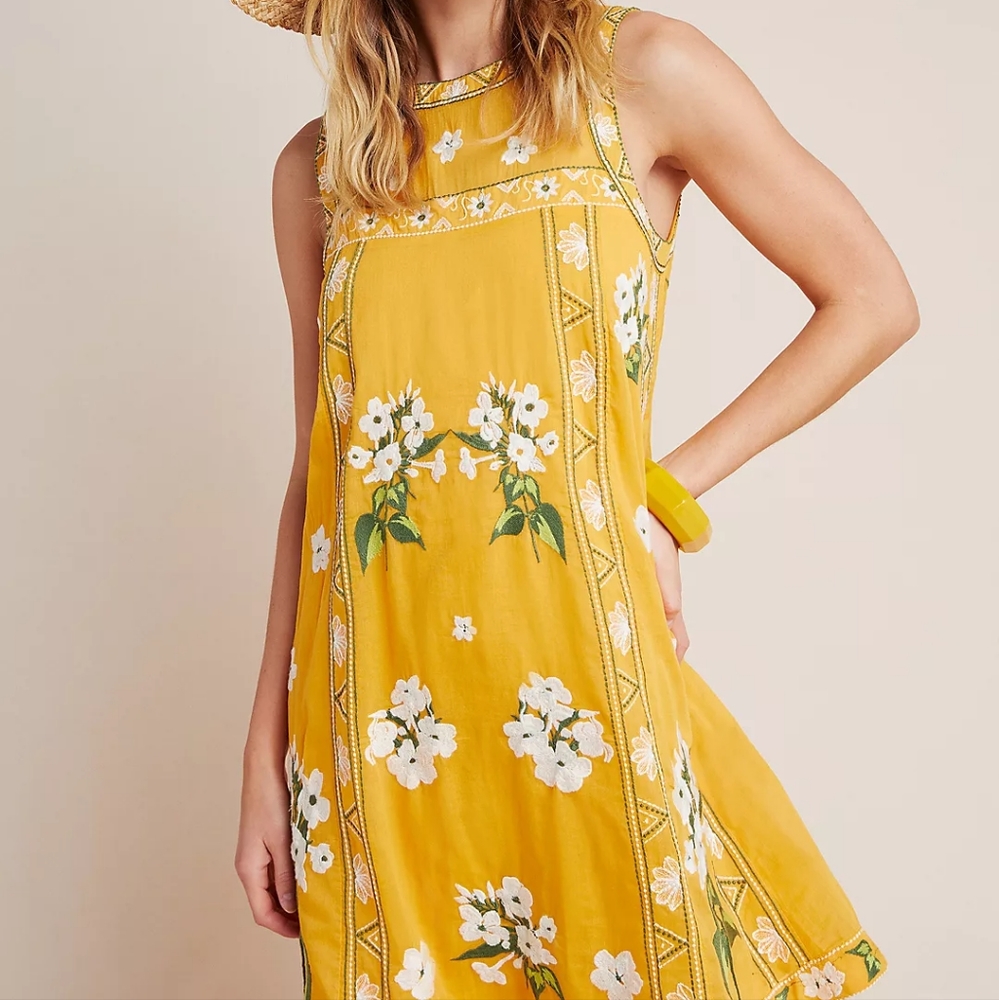 Anthropologie Yellow Floral Dress
